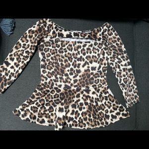 Peplum~ Cut Out Animal Print Top